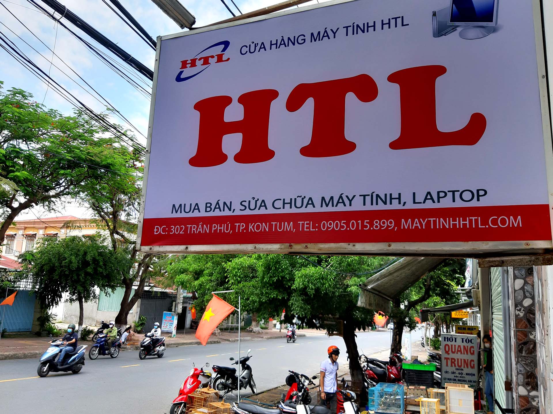 Logo hộp đèn bảng hiệu Cửa Hàng Máy tính HTL computer shop Kon Tum